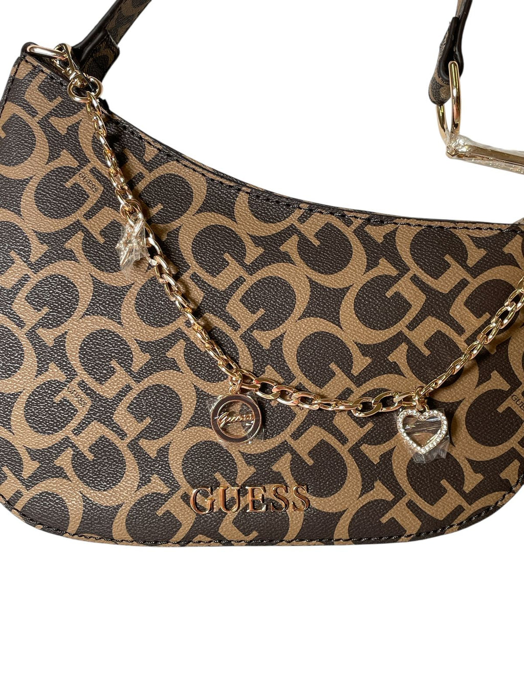 GUESS - Bolso Monogram con Cadena y Charms